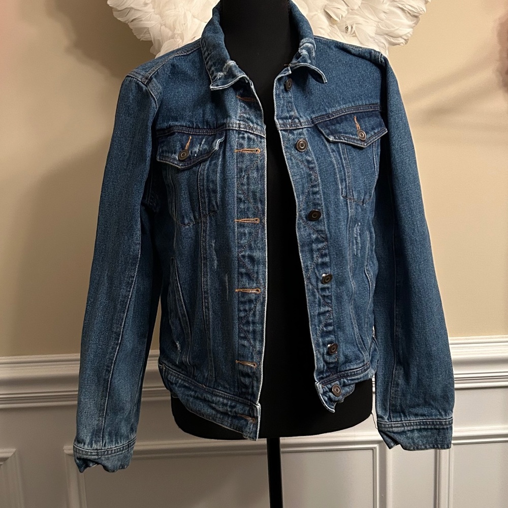 Embroidered  Bird Lunik Jean Jacket Size L